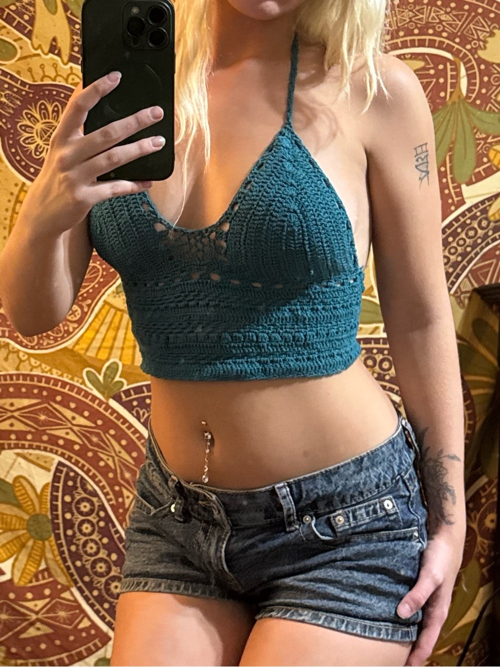 Purple lotus imports, size small-medium, hand crocheted, cropped tank top